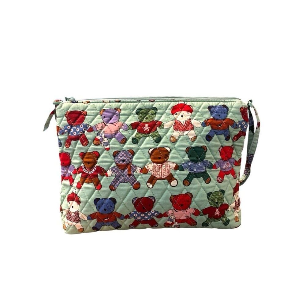 Vera Bradley Large Hipster Toasty Teddies Quilted Purse Shoulder Bag Teddy Bears